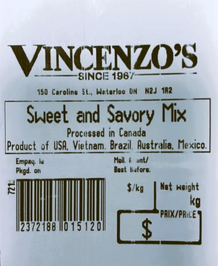 Vincenzo's Sweet and Savory Mix Recalled For Salmonella