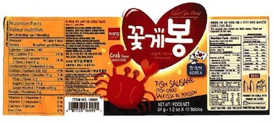 Wang Korea Fish Sausage Crab Flavor Recall