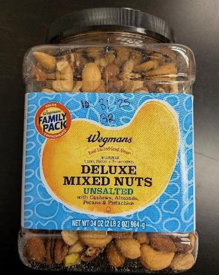 Wegmans Deluxe Mixed Unsalted Nuts Recalled For Salmonella