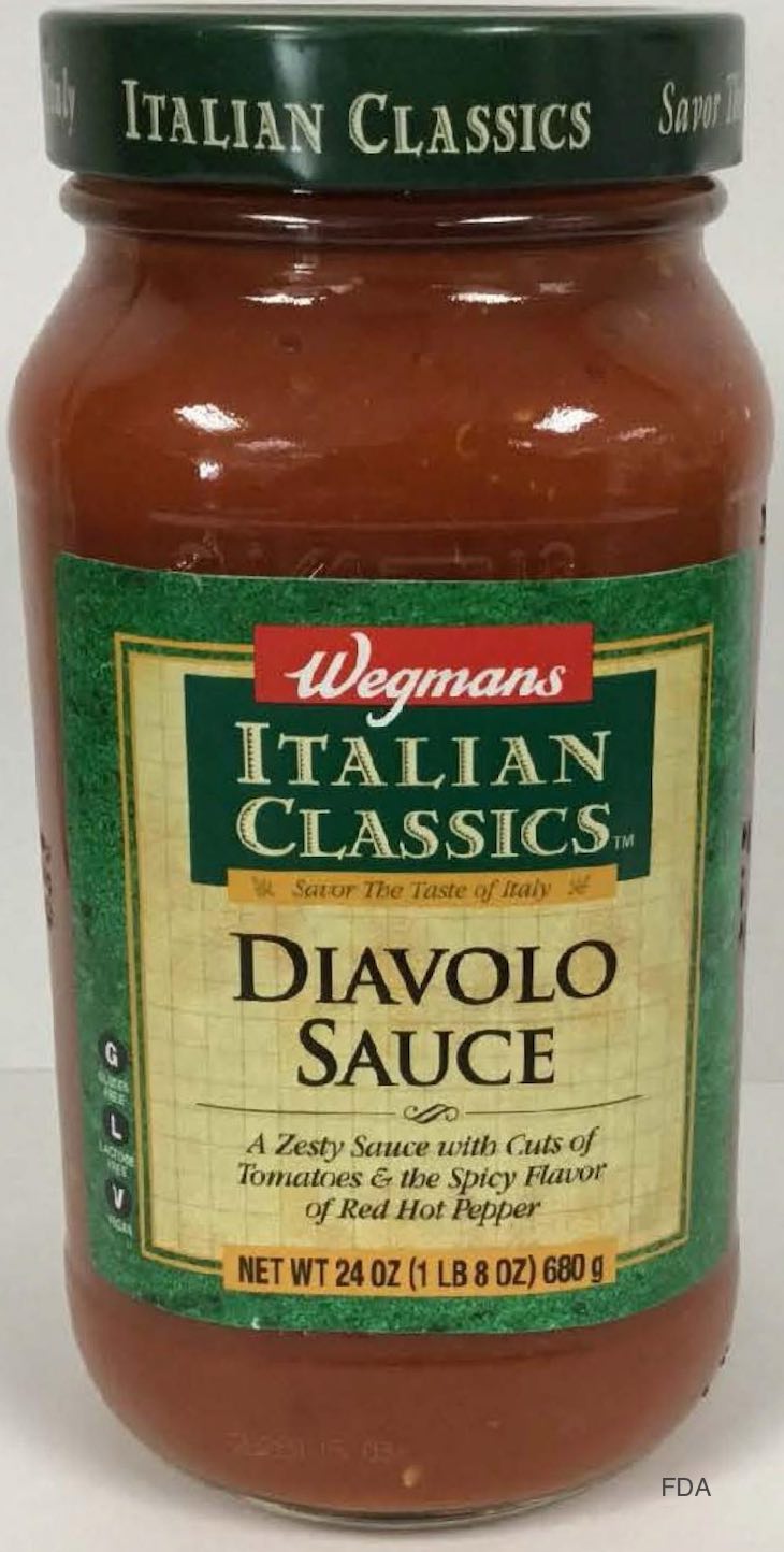 Wegman's Italian Classics Diavolo Pasta Sauce Recalled