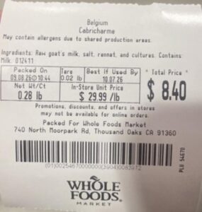 Whole Foods Cabricharme Cheese Recalled For Undeclared Egg