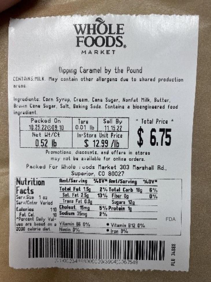 Whole Foods Dipping Caramel Recalled For Undeclared Wheat