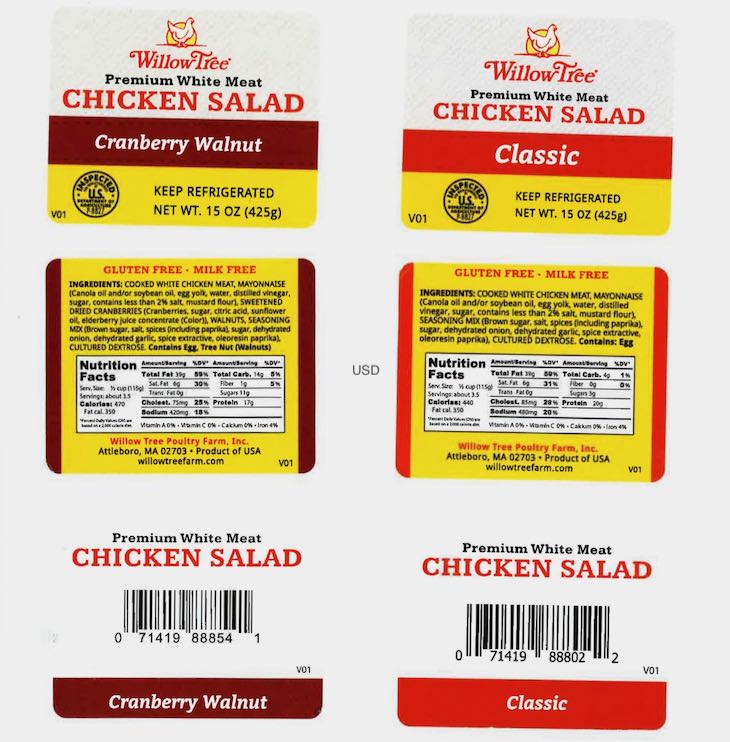 Willow Tree Farm Classic Chicken Salad Recalled For Walnuts