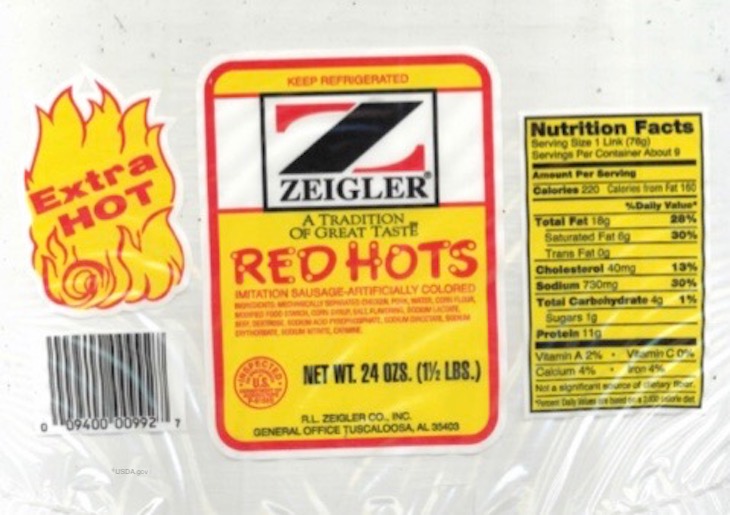 Zeigler Red Hot Sausage Recall