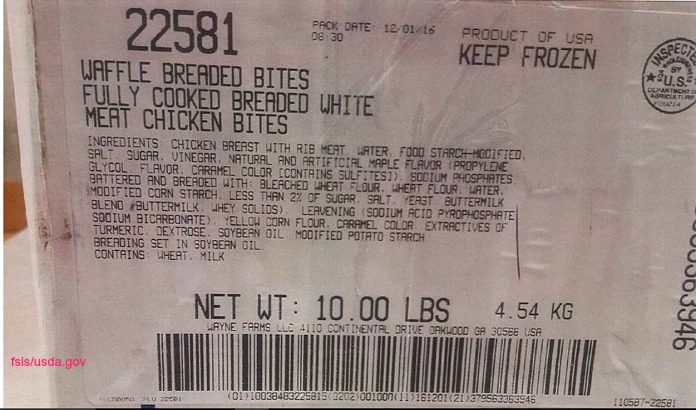 Class I ready-to-eat chicken recall