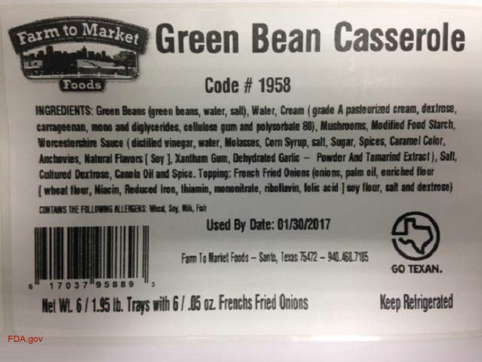 Green Bean Casserole recall