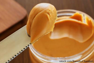 Peanut butter on a kitchen knife