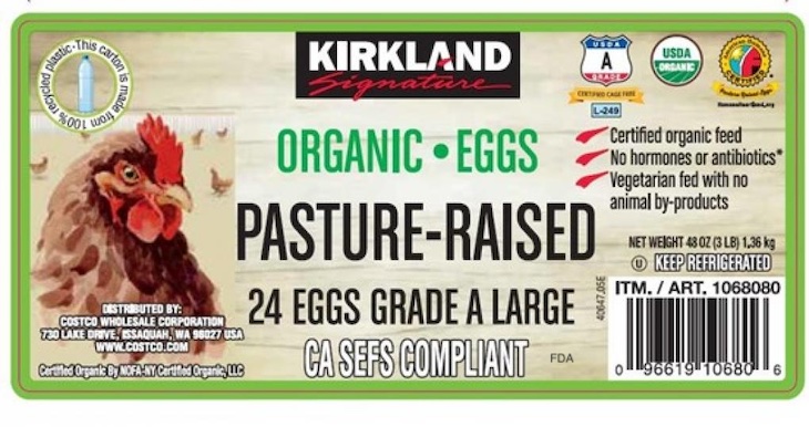 Kirkland Signature Organic Pasture Eggs Recalled For Salmonella